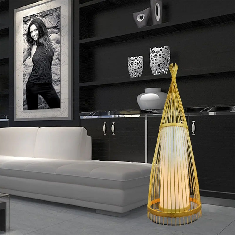 Lampa Podea Din Rattan Soclu E27 150cm