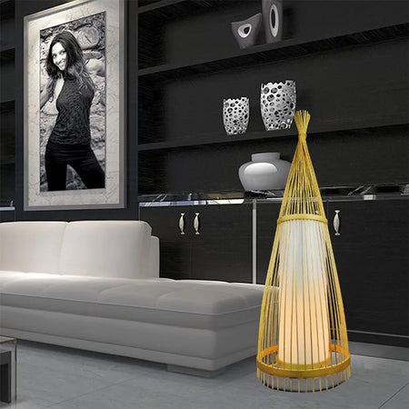 Lampa Podea Din Rattan Soclu E27 150cm