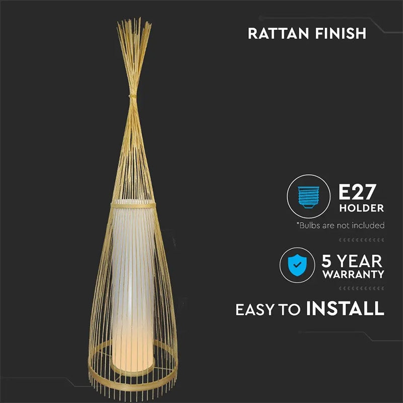 Lampă de podea din rattan cu soclu E27, Ø390 × H940 mm V-Tac SKU-40571