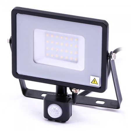 Reflector Led Smd 30w 4000k Ip44 Cu Senzor Miscare - Negru/Gri