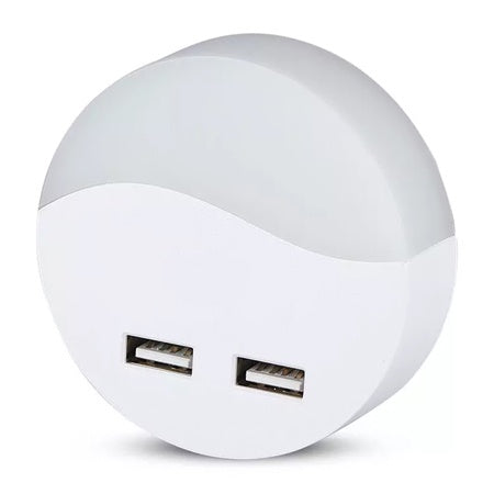 Lampa Veghe Rotunda Cu Senzor Lumina 3000k Alb Cald + 2usb