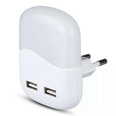 Lampă de veghe 3000 K cu senzor de lumină și 2 porturi USB V-Tac SKU-507