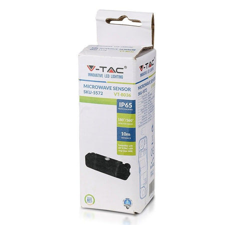 Senzor de mișcare cu microunde pentru reflectoare LED de max. 200 W IP65 negru V-Tac SKU-5572
