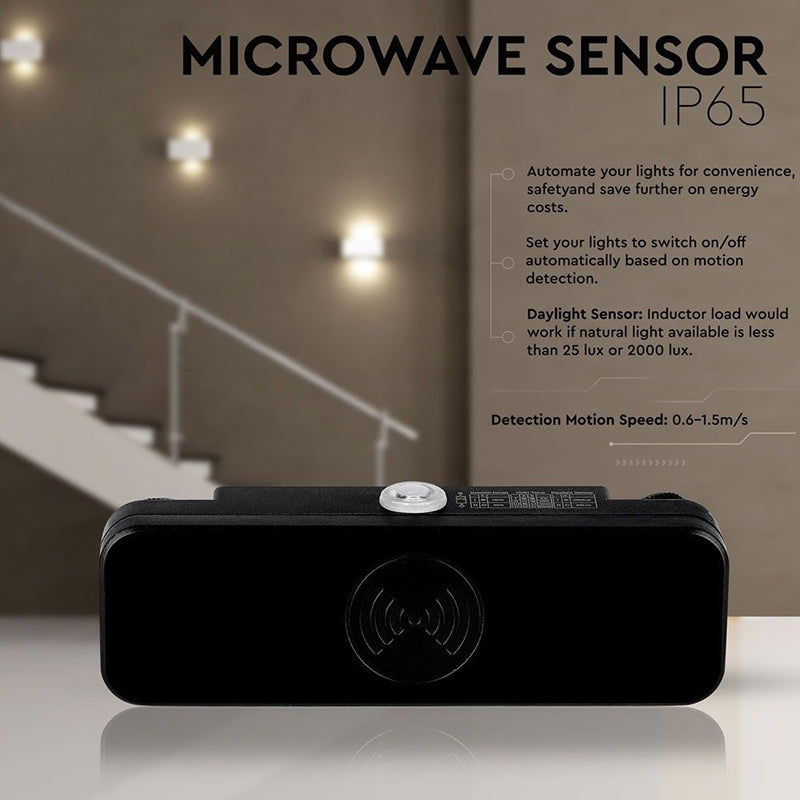 Senzor de mișcare cu microunde pentru reflectoare LED de max. 200 W IP65 negru V-Tac SKU-5572
