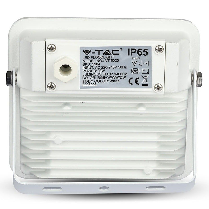Reflector LED Smart RGB 20 W IP65 cu corp alb V-Tac SKU-5984