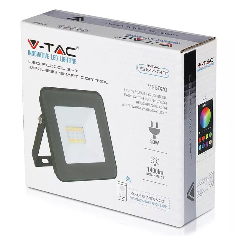 Reflector LED smart RGB de 20 W cu protecție IP65 V-Tac SKU-5985