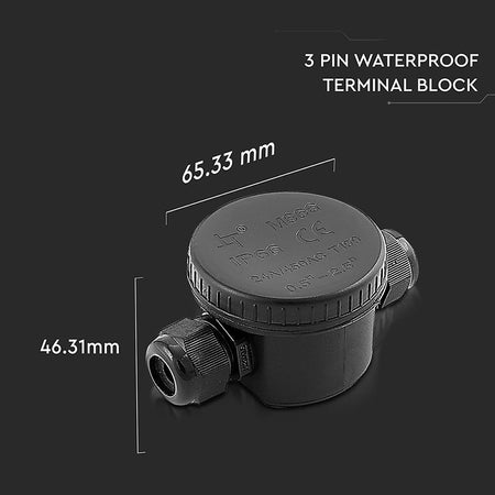 Cutie de conexiuni cu 3 pini pentru cablu de 5-9 mm cu protecție IP66 V-Tac SKU-5987