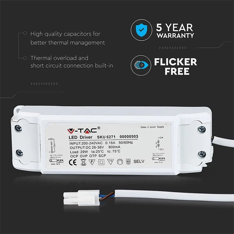 Alimentator pentru panou LED 29 W anti pâlpâit High Lumen A++ V-Tac SKU-6271