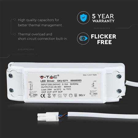 Alimentator pentru panou LED 29 W anti pâlpâit High Lumen A++ V-Tac SKU-6271