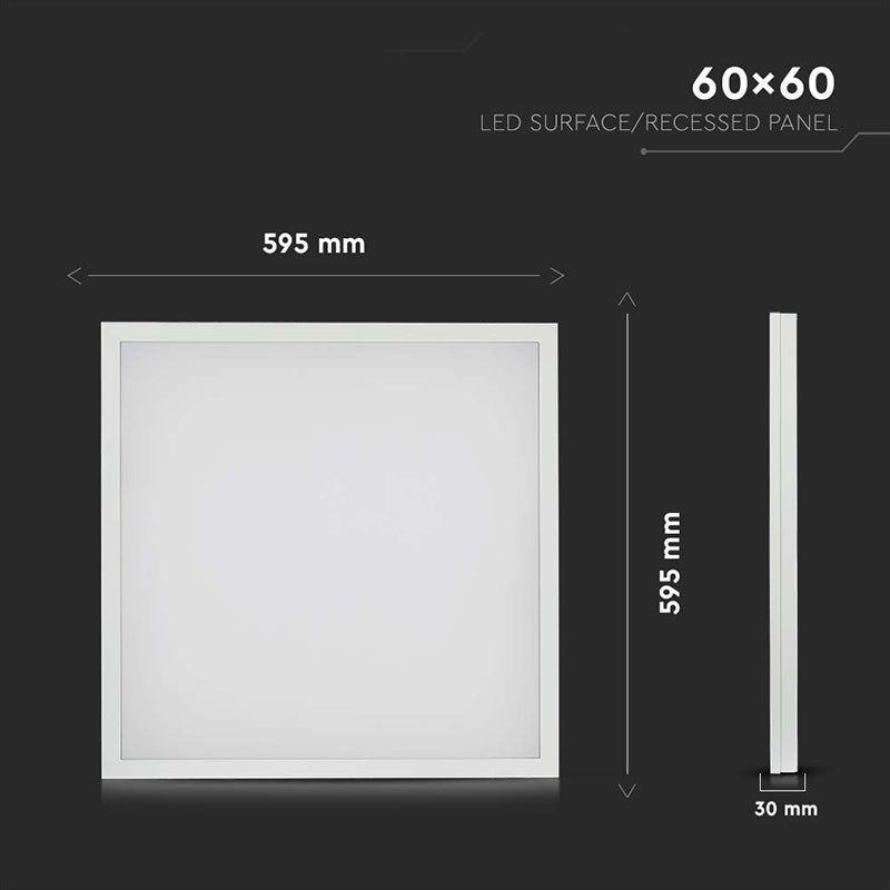 Panou LED 36 W 60 cm × 60 cm cu lumină alb rece 6400 K V-Tac SKU-638021
