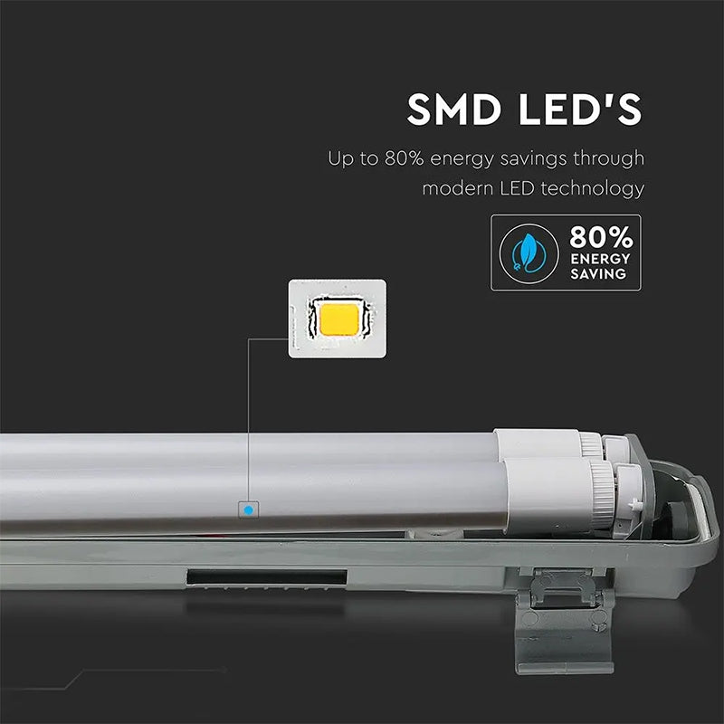 Corp de iluminat LED 2×18 W 126 cm cu lumină neutră 4000 K și protecție IP65 V-Tac SKU-6387