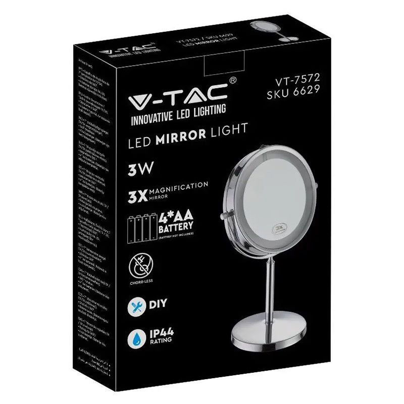 Oglinda Iluminata Led 3w Pentru Make Up 6400k Cu Baterii  4xaa