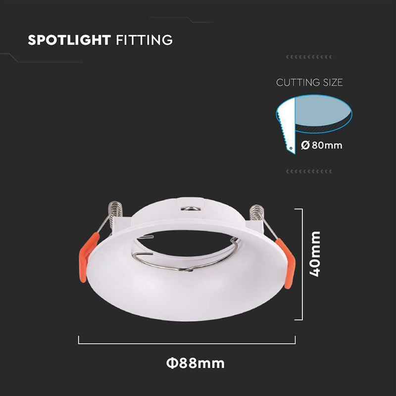 Corp spot încastrat rotund GU10 alb din PC V-Tac SKU-6632