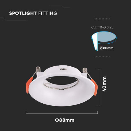 Corp spot încastrat rotund GU10 alb din PC V-Tac SKU-6632