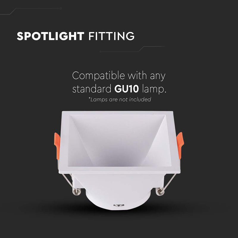 Corp spot încastrat pătrat GU10 alb 93 × 93 × 55 mm V-Tac SKU-6638