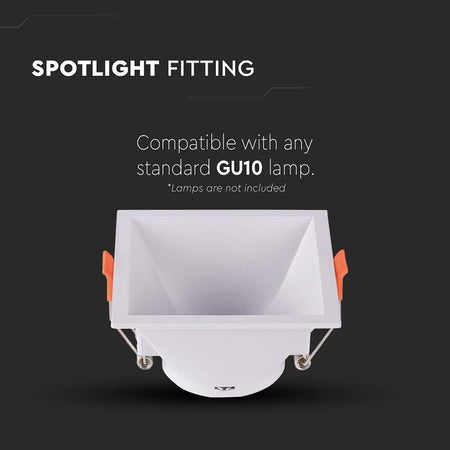 Corp spot încastrat pătrat GU10 alb 93 × 93 × 55 mm V-Tac SKU-6638