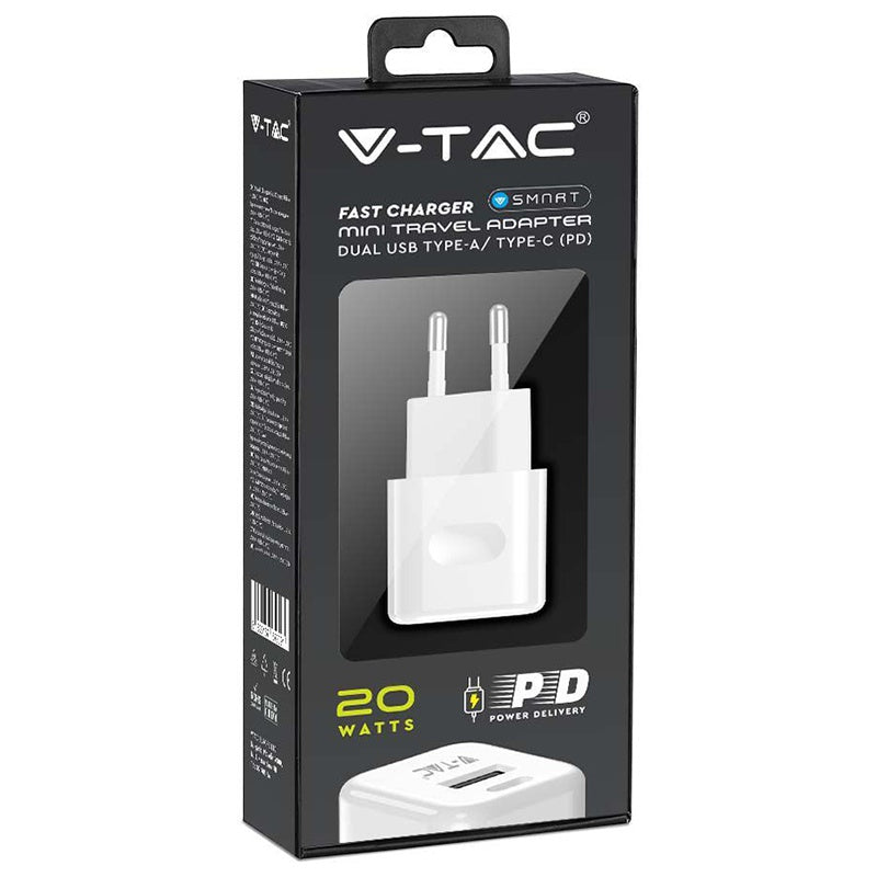 Incarcator Rapid Un Port Usb + Tip C 30w - Alb