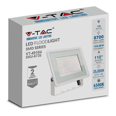 Reflector Led Smd 100w 6400k Ip65 - Alb