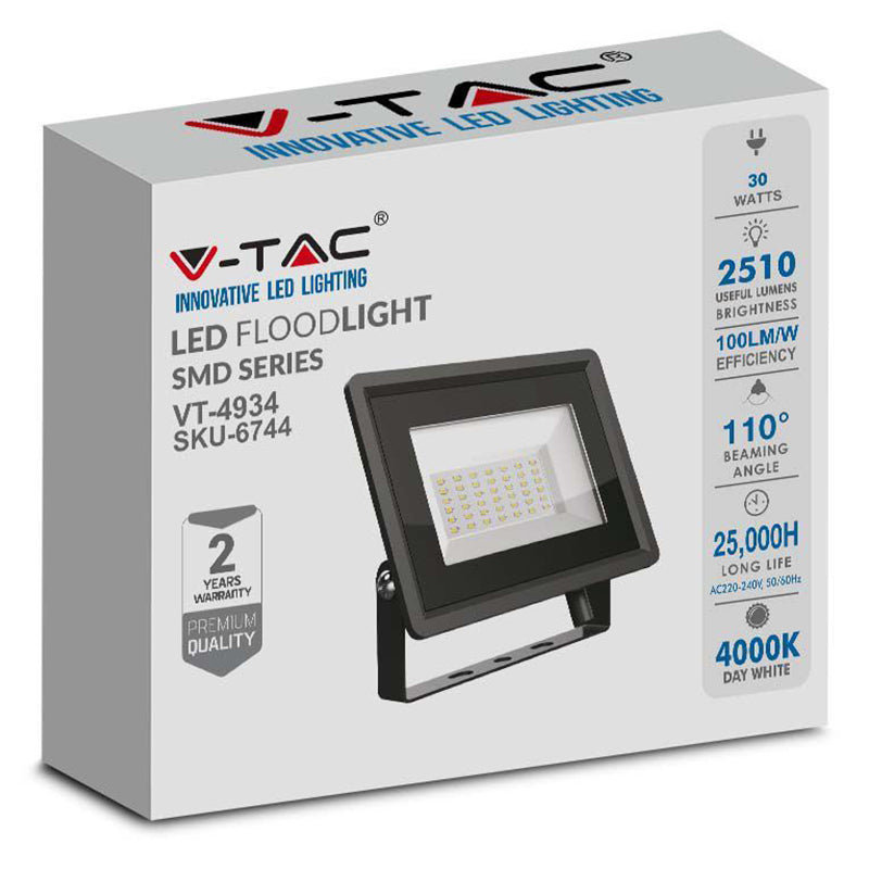 Reflector Led Smd 30w 6500k Ip65 - Negru