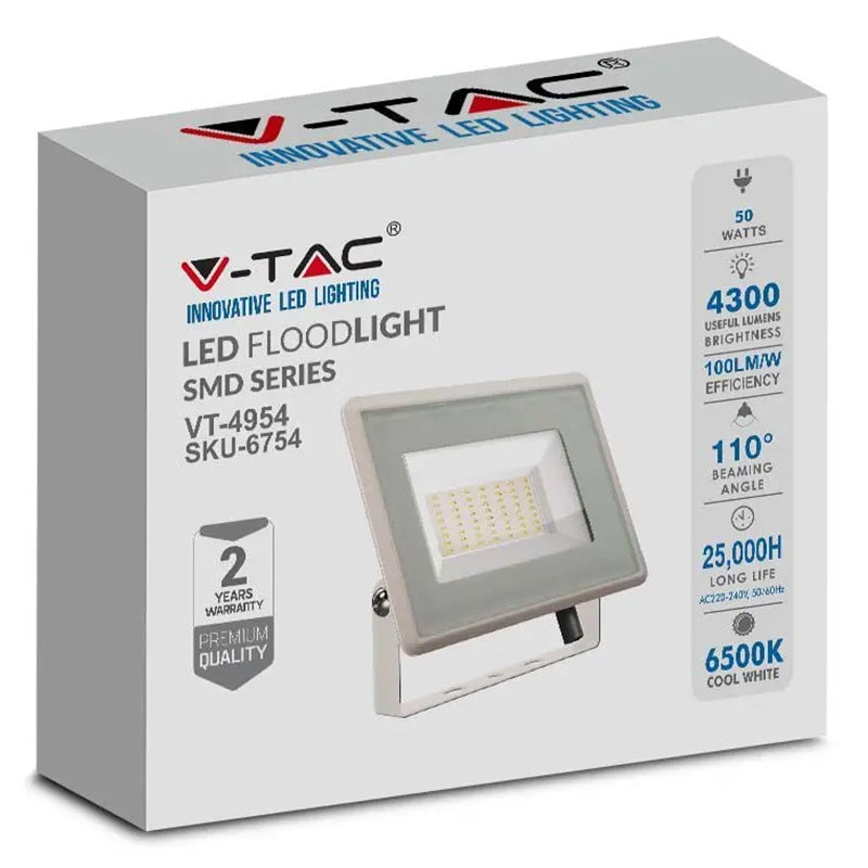 Reflector LED SMD 50 W cu lumină 6500 K și protecție IP65 V-Tac SKU-6754