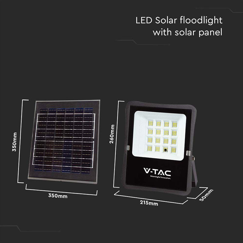 Reflector LED cu încărcare solară de 15 W și lumină albă rece de 6400 K V-Tac SKU-6968