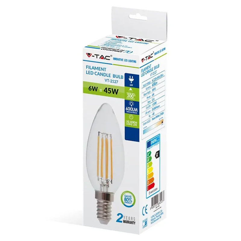 Bec Led E14 6w Cu Filament 3000k Alb Cald