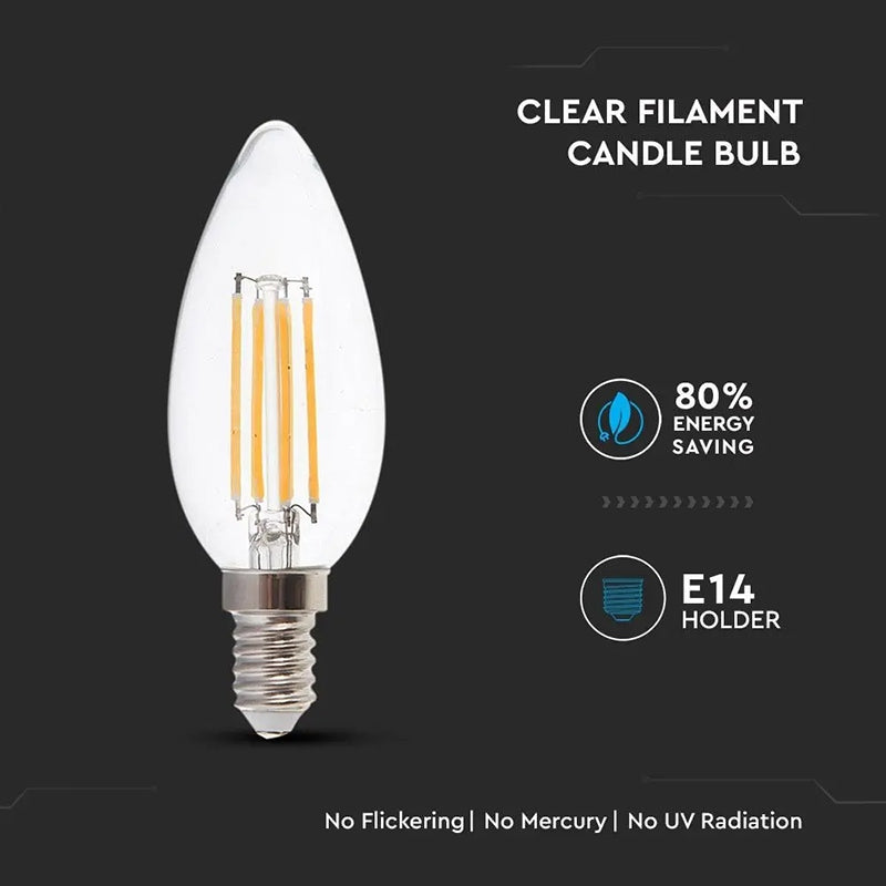 Bec Led E14 6w Cu Filament 3000k Alb Cald