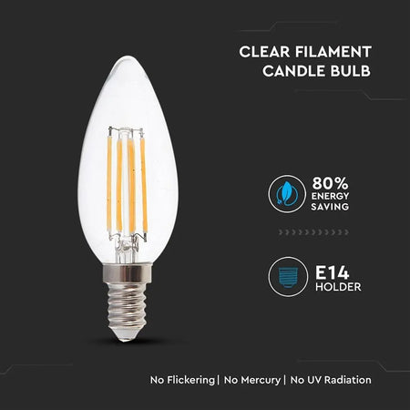 Bec Led E14 6w Cu Filament 3000k Alb Cald