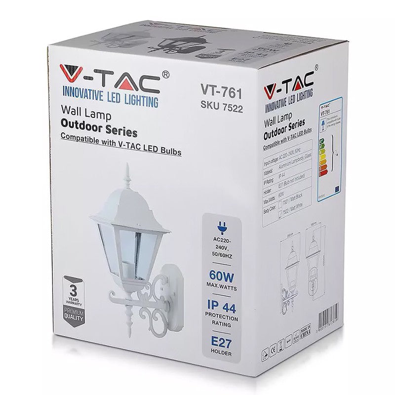 Corp de iluminat cu montaj pe perete cu soclu E27 și IP44 alb mat V-Tac SKU-7522