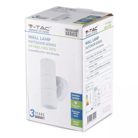 Aplică de perete cu 2 x GU10 IP44 din oțel inoxidabil alb V-Tac SKU-7570