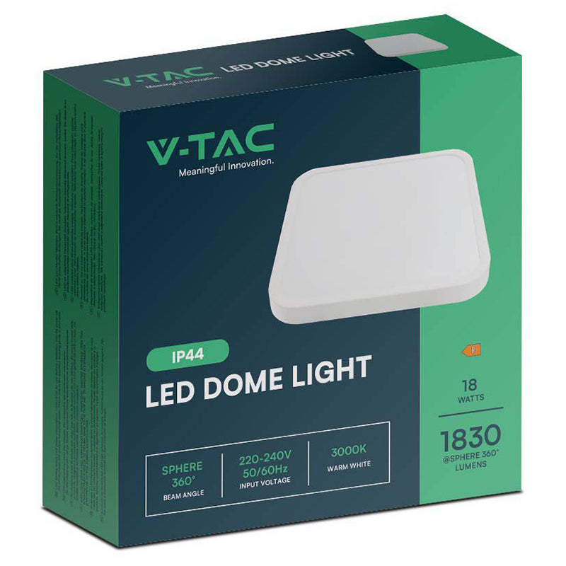 Plafonieră LED pătrată de 18 W cu lumină 4000K IP44 V-Tac SKU-76251