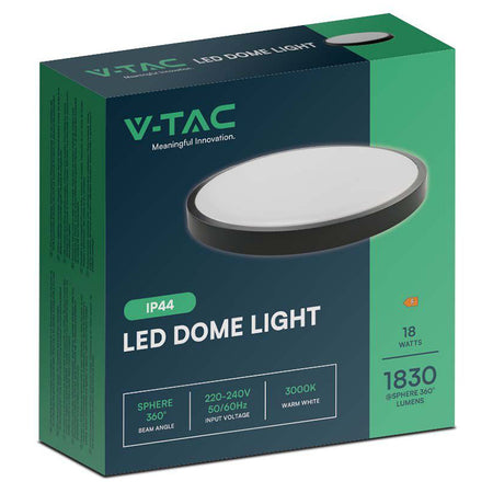 Plafoniera Led 18w Ip44 6500k Alb Rece - Negru