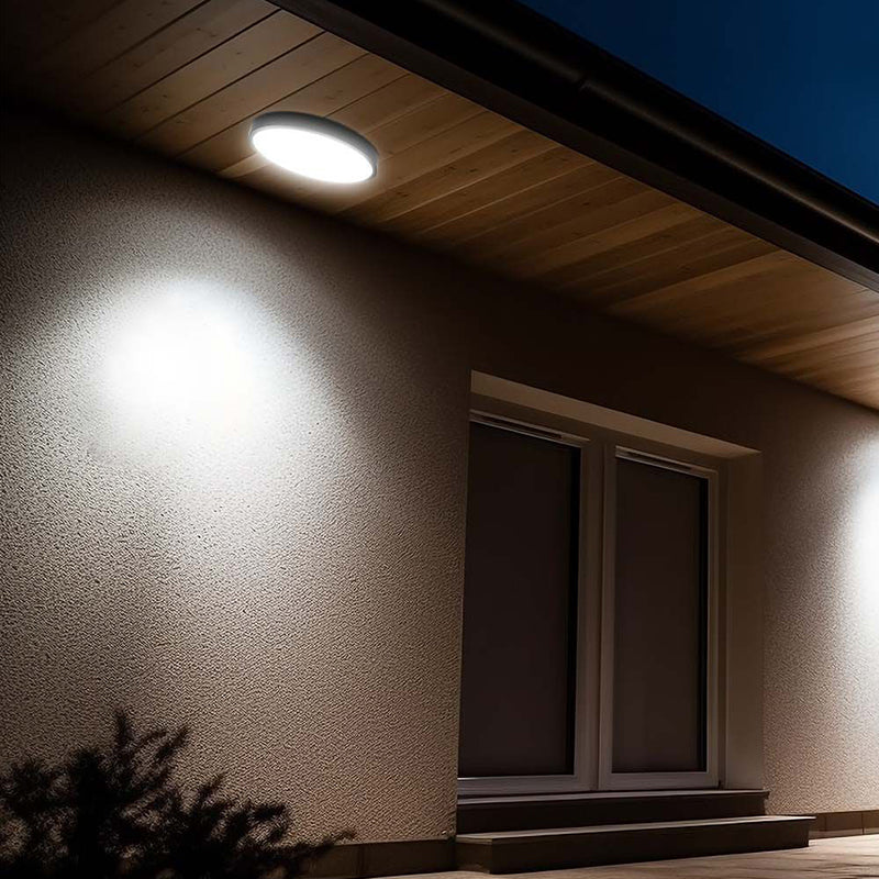 Plafoniera Led 36w Ip44 6500k Alb Rece - Negru