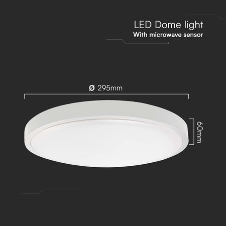 Plafoniera Led 18w Ip44 Cu Senzor 6500k Alb Rece - Alb