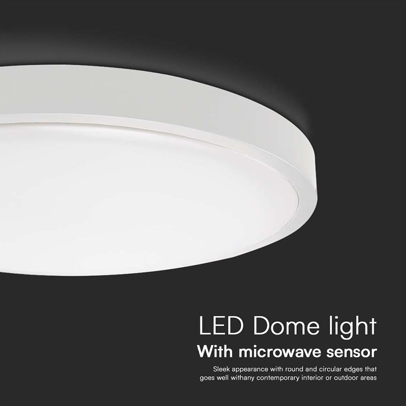 Plafoniera Led 18w Ip44 Cu Senzor 6500k Alb Rece - Alb