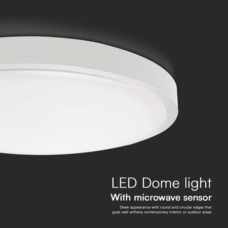 Plafoniera Led 18w Ip44 Cu Senzor 6500k Alb Rece - Alb