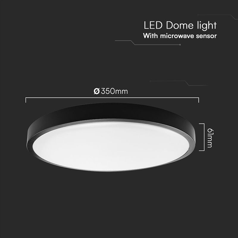 Plafonieră LED 24W 4000K IP44 cu senzor de mișcare negru V-Tac SKU-76701-24