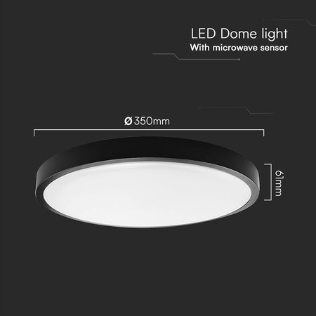 Plafonieră LED 24W 4000K IP44 cu senzor de mișcare negru V-Tac SKU-76701-24