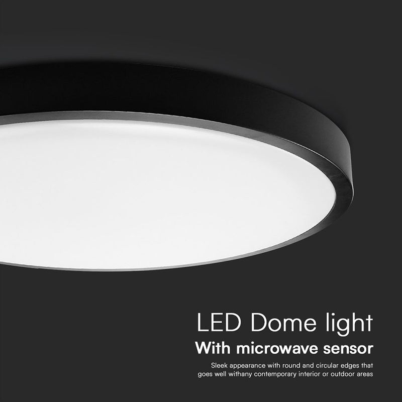 Plafonieră LED 24W 4000K IP44 cu senzor de mișcare negru V-Tac SKU-76701-24