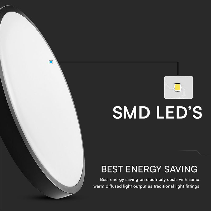 Plafonieră LED 24W 4000K IP44 cu senzor de mișcare negru V-Tac SKU-76701-24