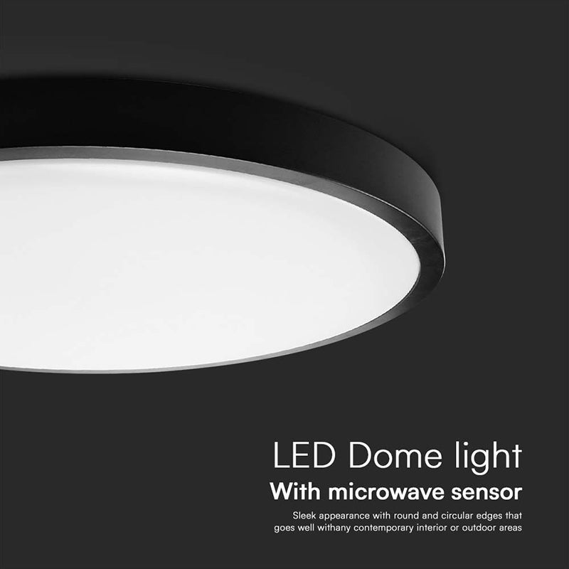 Plafonieră LED 30W IP44 cu senzor, 4000K alb neutru-negru V-Tac SKU-76711