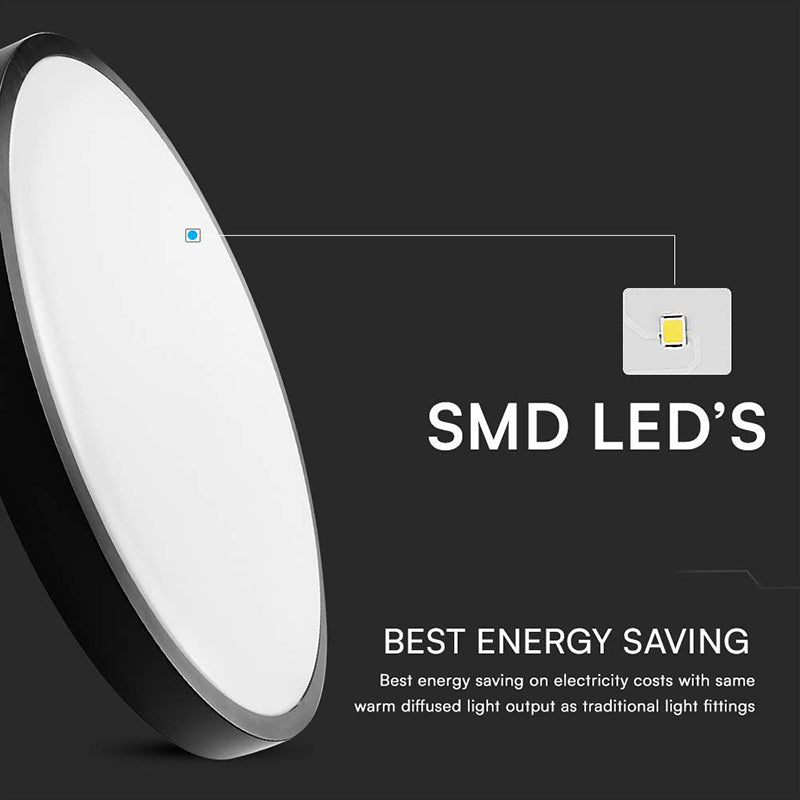 Plafonieră LED 30W IP44 cu senzor, 4000K alb neutru-negru V-Tac SKU-76711