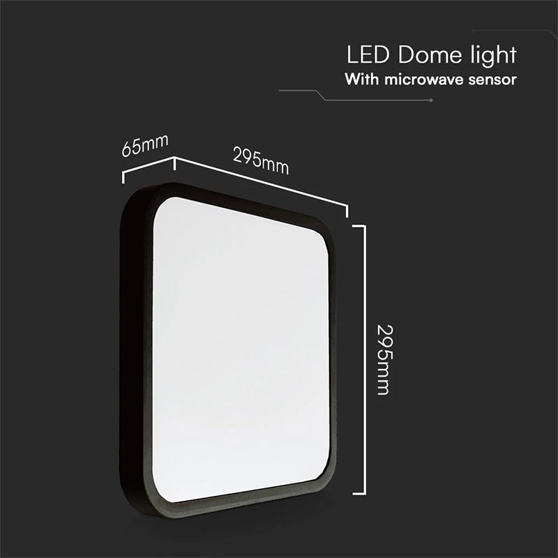 Plafonieră LED 18W cu senzor, 4000K, IP44, negru V-Tac SKU-76721-24