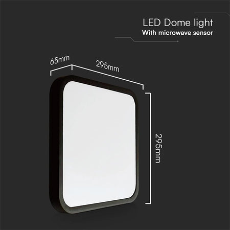 Plafonieră LED 18W cu senzor, 4000K, IP44, negru V-Tac SKU-76721-24