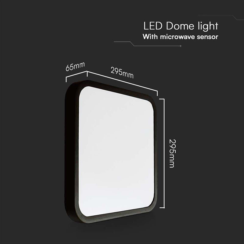 Plafoniera Led 18w Ip44 Cu Senzor 4000k Alb Neutru - Negru
