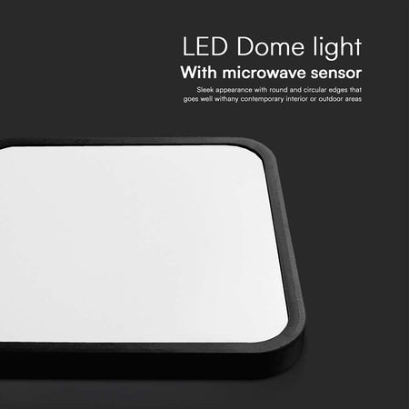 Plafoniera Led 18w Ip44 Cu Senzor 4000k Alb Neutru - Negru