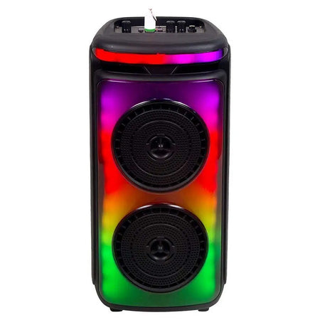 Boxă portabilă 2×6 inch 50 W RMS, Bluetooth/FM/AUX, lumini LED, microfon V-Tac SKU-7676