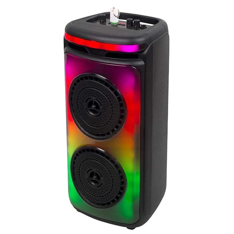 Boxă portabilă 2×6 inch 50 W RMS, Bluetooth/FM/AUX, lumini LED, microfon V-Tac SKU-7676