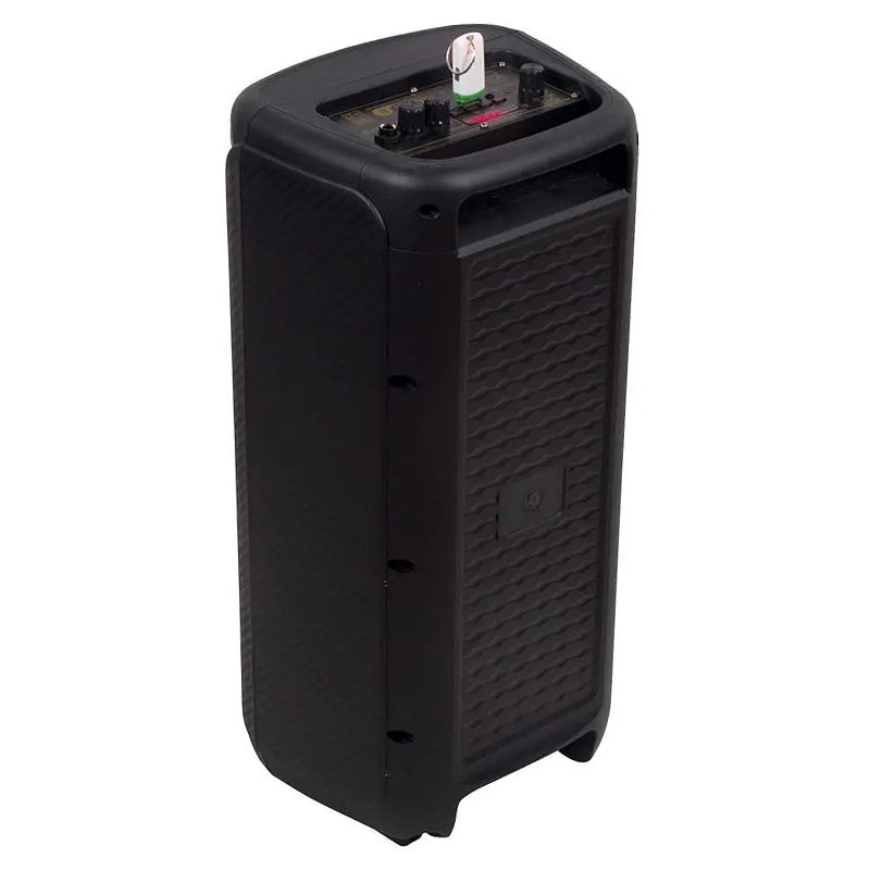 Boxă portabilă 2×6 inch 50 W RMS, Bluetooth/FM/AUX, lumini LED, microfon V-Tac SKU-7676