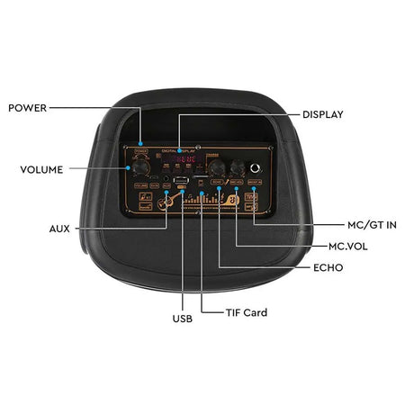Boxă portabilă 2×6 inch 50 W RMS, Bluetooth/FM/AUX, lumini LED, microfon V-Tac SKU-7676